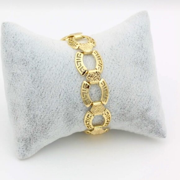 Greek Key Bracelet 14k Gold Plated Luxury Jewelery - Picture 3 of 10